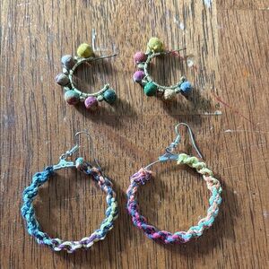 Colorful Beaded and Braided Hoop Earrings